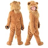 [Lhyxuuk] ライオン動物 コスプレ子供ハロウィン衣装 ライオン着ぐるみコスプレ コスチューム キッズ 柔らかい アニマル 衣装ハロウィン 仮装 かわいい獅子 きぐるみ ハロウィンパーティー 文化祭 学園祭 年賀状用 仮装 衣装動物 変身 (S, ライオン)