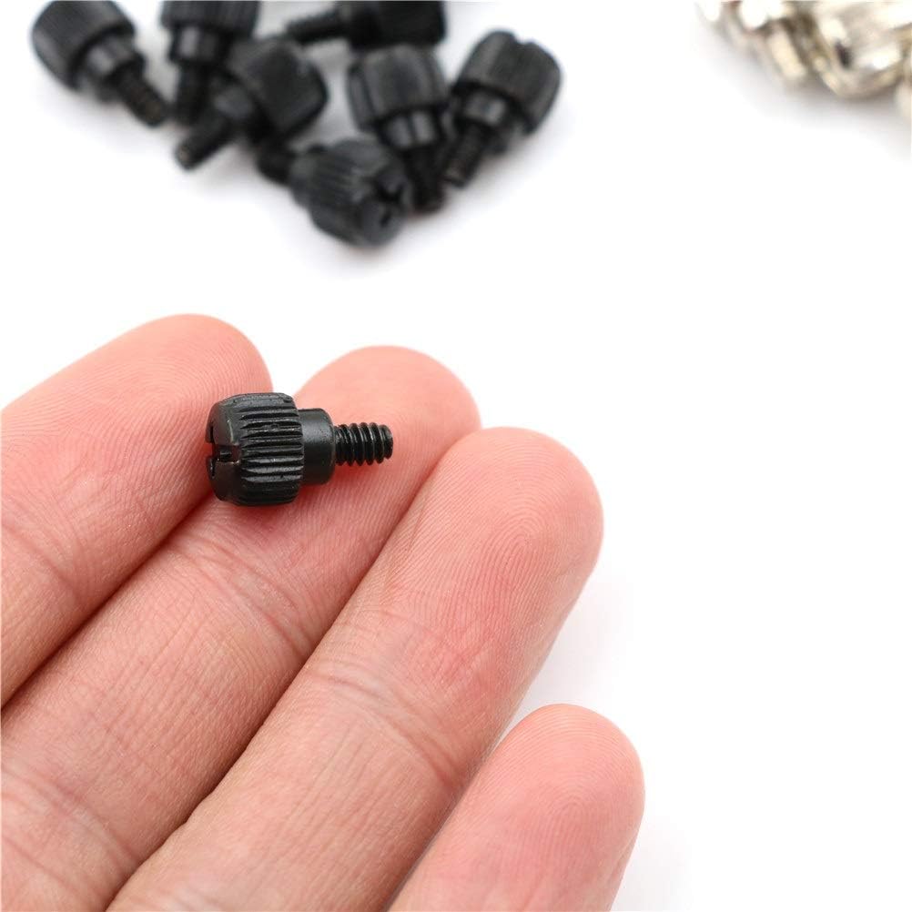 Security Screws，Screws， Knurled Screw 10pcs Computer Case Screw Hand Tighten Thumb Screw (Size : Black) (Size : White Nickel Color) (Size : White Nickel Color)