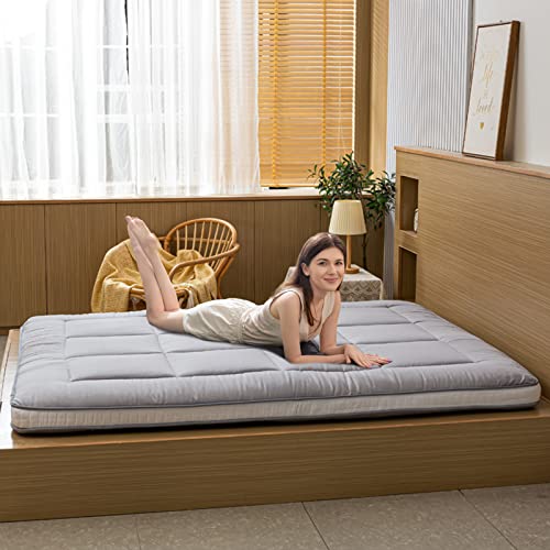 Higogogo Japanese Floor Mattress For Adults, 4" Thick Foldable Futon Mattress, Korean Roll Up Sleeping Pads, Portable Folding Foam Floor Bed Tatami Mat, Shikibuton For Guest, Dark Grey, Full #TOP2
