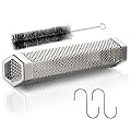 AYZA,Pellet Smoker Tube -12inchStainless Steel BBQ Wood Pellet for ColdHot Smoking,Works with All Grill or Smokers,Ideal Smoking Cheese,Fish,Beef,Nuts,with 2 S Shape Hooks,1 Cleaning Brush