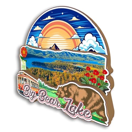 Imán Decorativo Redondo Big Bear Lake USA 3D miniatura 2