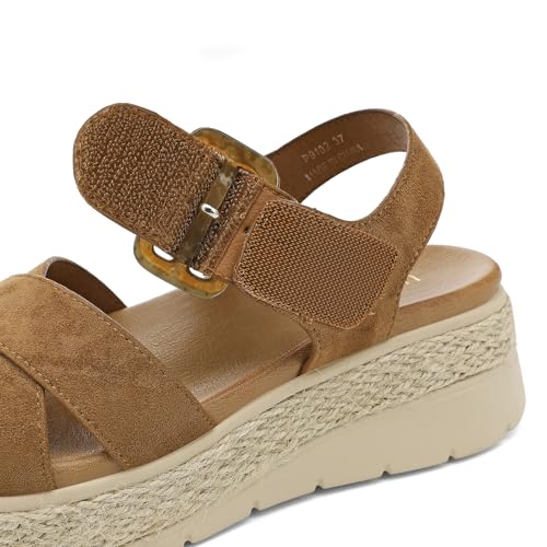 Image of UBFEN Womens Espadrille Platform Sandals Low Wedge Orthopedic Arch Support | Cushion Insole, Comfortable Dressy Buckle Sandals for Walking and Vacation, Low Heel, Adjustable Strap