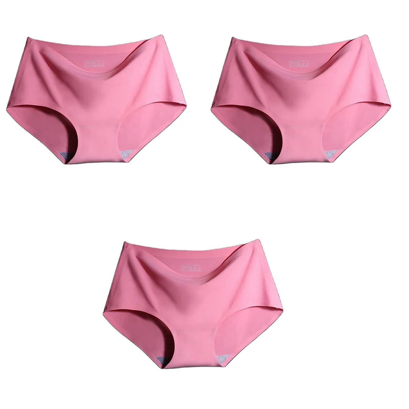 Unterhosen Damen 3pcs Set Großgröße XXL Nahtlose Frauen Höschen Mid-t-t-mid-t-t-mid-Waist-Briefs Weibliche Atmungsaktive Unterwäsche Ice Seidendreh Dessous-Rose Rose Rose-XXL