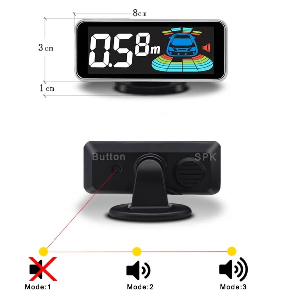 Sensore parcheggio PDC Radar retromarcia per auto kit 8 sensori parcheggio anteriori posteriori per rilevamento del monitor del veicolo, suono di retroilluminazione