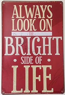 Harrington Marley RETRO METAL WALL SIGN TIN PLAQUE VINTAGE SHABBY CHIC INSPIRATIONAL LOUNGE HAPPINESS ALWAYS LOOK ON THE BRIGHT SIDE OF LIFE