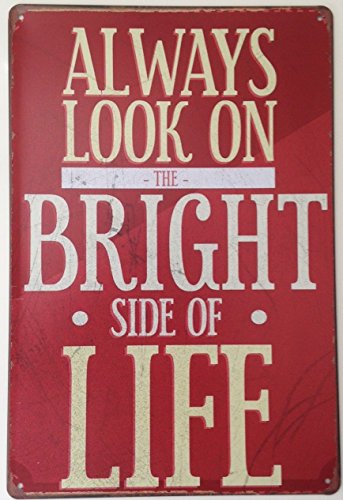 Harrington Marley RETRO METAL WALL SIGN TIN PLAQUE VINTAGE SHABBY CHIC INSPIRATIONAL LOUNGE HAPPINESS ALWAYS LOOK ON THE BRIGHT SIDE OF LIFE