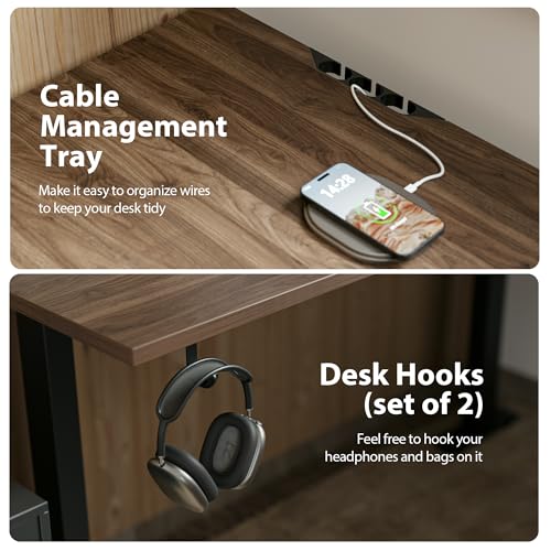 Image of Agilestic L Shaped Standing Desk Adjustable Height, 59 Inch, Dark Walnut