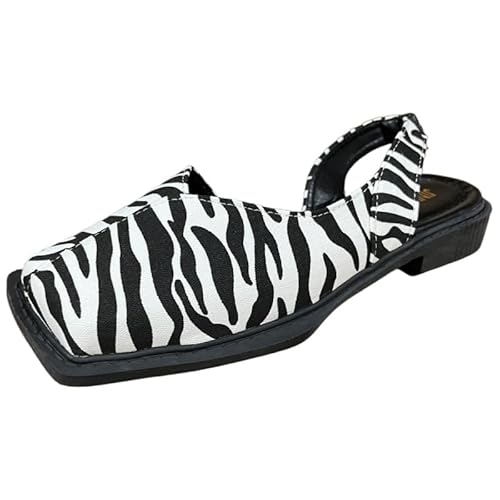 Clolinde Women's Fashion Pumps - Square Toe, Chunky Heel, All-Season Comfort Shoes, Everyday Stylish Wear (Zebra Print,6)