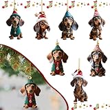 Adornos para árbol de Navidad,7PCS Adornos Colgantes de Navidad,Adornos para Perros,Accesorios Navideños Colgantes de Tela,Adorno Divertido,Colgante de árbol de Navidad