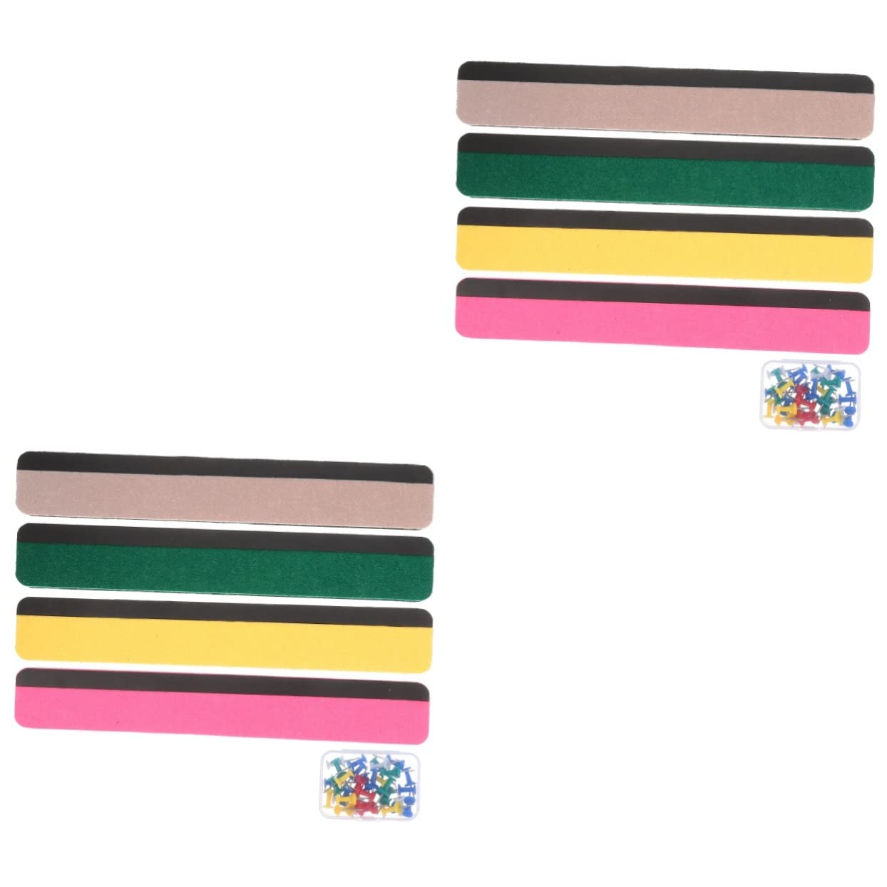 HOMSFOU 2 Sätze Filz Pinnwand Streifen Magnetische Wandtafeln für Büro Zuhause Klassenzimmer zur Organisation von Notizen Fotos und Aufgaben Gelb Rosa Grün