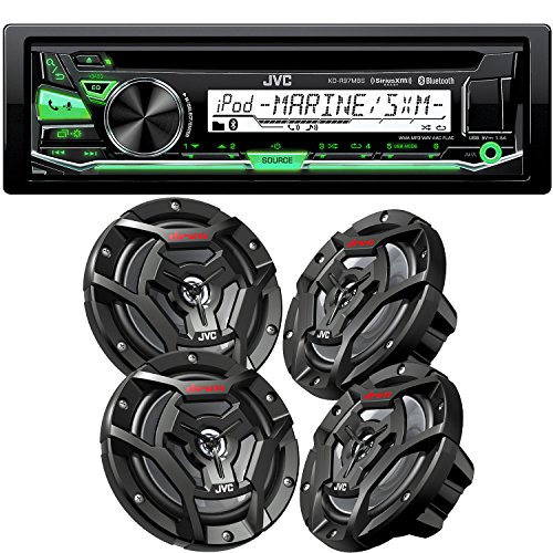 JVC KD-R97MBS Bluetooth Marine Radio and two pairs of JVC CS-DR6200M 6.5" Black Marine Coaxial Speakers