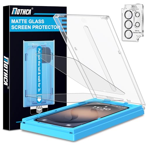 Mothca 2 Pack Matte Glass Screen Protector for Samsung Galaxy S26 Ultra 6.9-inch + 1 Set Camera Lens Protector [Auto Fit Box] Dust Free Easy Installation Anti-Glare Tempered Glass Smooth as Silk