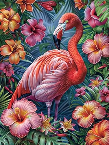 Diamond painting adulte fleur et animal 40x50cm avec kit complet strass