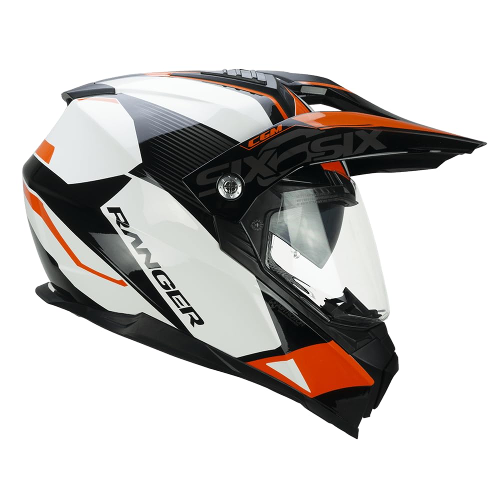 Casco Trail Moto CGM 666 Negro Blanco Naranja HOMOLOGACION 22.06 Talla S