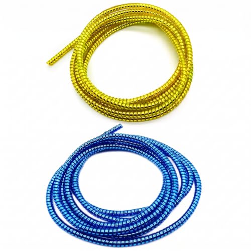 Image of Spiral Cable Protector, 150cm Plastic Cord Organizer for Charging Cables, Headphone and Charger Wire Protection Cover, Universal Device Compatible (Dark Blue & Lime Green, 2 Pcs)