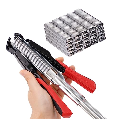 Hog Ring Pliers Kit Automatic with 2500pcs Nails for Chicken Wire Fencing Fastening Clamp Fencing Tool C Ring Stapler