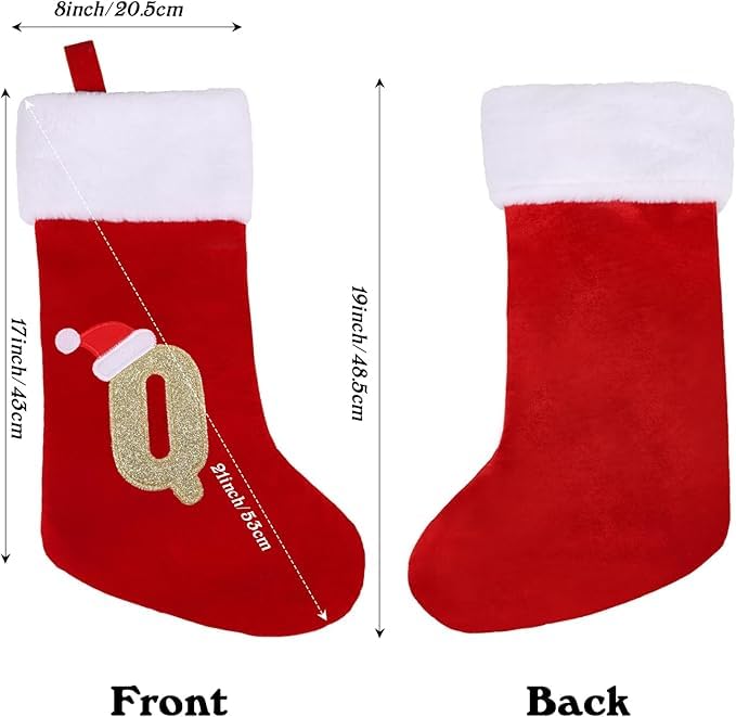 VEYLIN Christmas Stockings with Letters Embroidered Stockings Christmas 20 Inch Stockings with Letters - Image 2