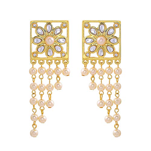 Gehena Kundan & Pearl Drop Traditional Earrings