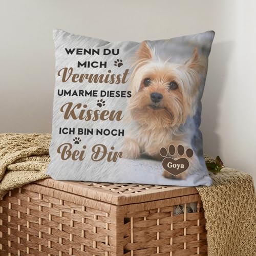 Alienc Personalisierbares Gedenkkissen für Hund oder Katze – Erinnerungs-Geschenk bei Verlust eines Haustiers – Optional mit Füllung – Personalisiertes Trauerkissen
