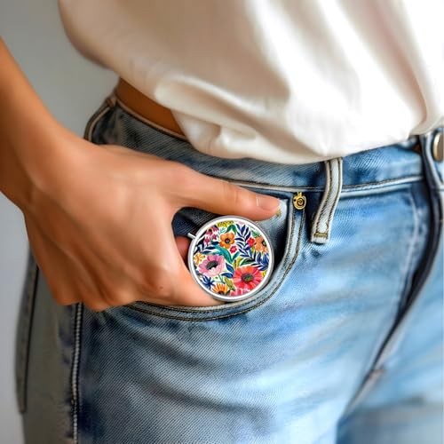 Image of Pill Box-3 Compartment Small Pill Case for Purse & Pocket Mini Metal Pill Holder Travel Pill Container to Hold Supplements Vitamins BPA-Free (Garden Flower)
