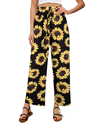 Image of NEWCOSPLAY Women's Comfy Pajama Pants Casual Drawstring Palazzo Lounge Wide Leg Pants