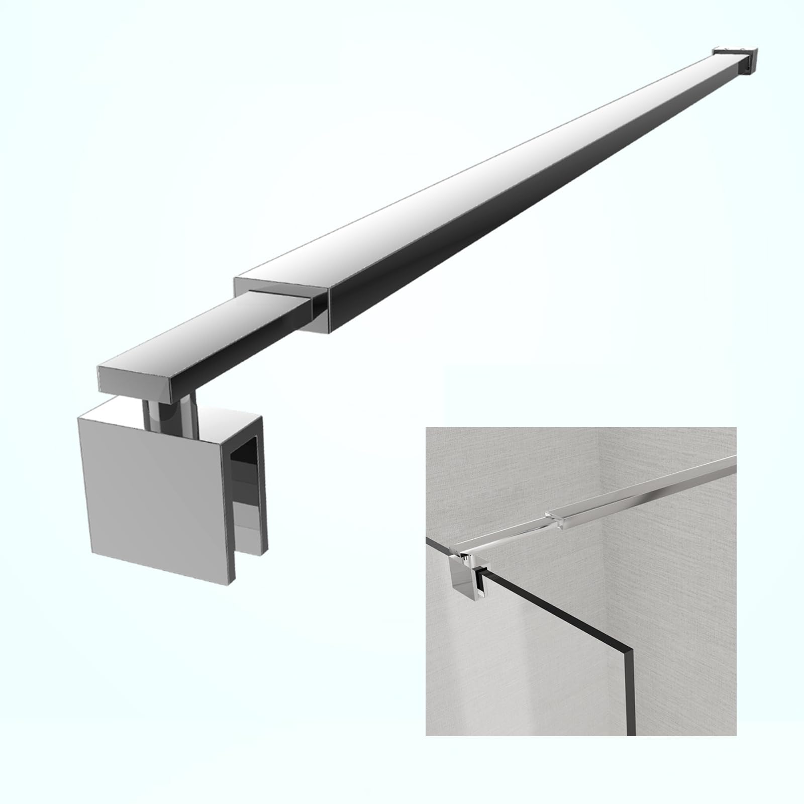 EMKE Stabilisierungsstange Dusche Verstellbar 70-120 cm, 360° Drehbar Duschwand Stabilisator, Haltestange Duschabtrennung für 8-10mm Glasstärke