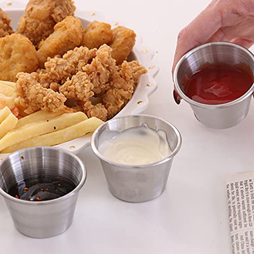 UPKOCH Ramekin Dipping Sausmokken, roestvrij staal, 12 stuks, ronde kruidenmokken, deel kopjes, schoteltjes… - Afbeelding 5