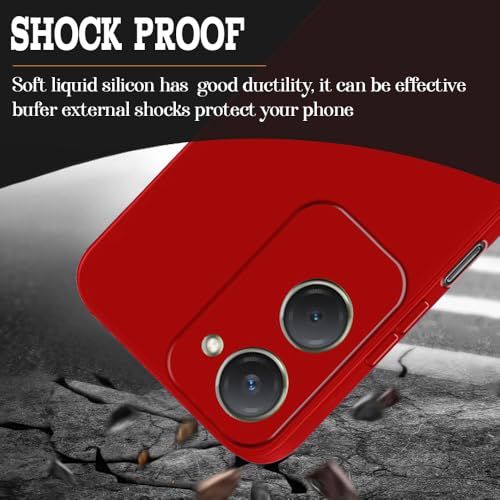 Image of Back Cover for Vivo T3 Lite 5G | Full Camera Protection | Premium Liquid Silicon Case | Flexible Bumper Case for Vivo T3 Lite 5G / Y18 4G / Y18e 4G / Y28s 5G /Y28e 5G /Y03 4G / Z9 Lite 5G(Red)
