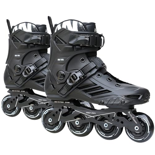 ローラースケート インラインスケート 大人用 男女兼用 アルミフレーム メッシュ生地 通気性に優れ サイズ調節可能 耐摩損 静音 Inline skate 初心者 若者向け アウトドア スポーツ プレゼント ホワイトブラック 2色 (ブラック, 40)