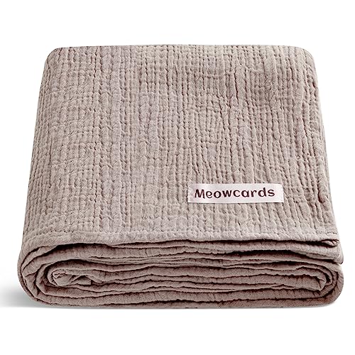 Image of meowcards Muslin Swaddle Blankets for Baby, Unisex Baby Boys Girls Essentials, Large 47 x 47 inches, Boho Receiving Blankets Newborn Registry Must Haves (Vintage Taupe, Simple)