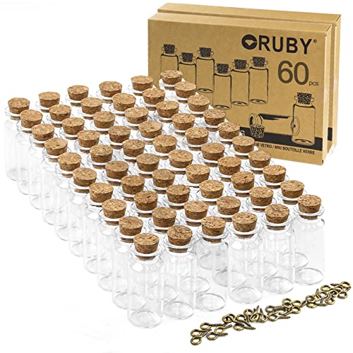 Imagen de RUBY Botella de cristal con tapón de 25 ml frasco de vidrio con tapa mini botellas de vidrio para caramelos