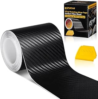 Spurtar Gloss Black Vinyl Wrap Tape-10CMx6M Air-Release Adhesive Vinyl Wrap for Cars Anti-Scratch Car Door Sill Protector Car Sill Protectors Strips for Most Cars(High Gloss, 4inchx20 Ft)