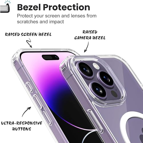 Image of DIZORO Crystal Clear Magnetic Compatible with iPhone 14 Pro Max Case with Anti-Yellow Anti-Scratch | Shockproof Transparent Cover