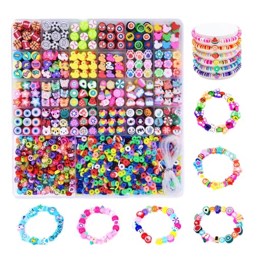 GIDWRIY 2300 peças kit para fazer pulseiras e colares, contas para pulseiras letras, Bracelet Beads, bricolage contas de cores, kit para fazer brincos menina, contas para pulseira para artesanato