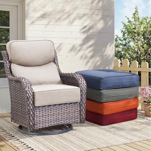 Image of Luxury 6-Inch Outdoor Chair Cushions - 24 inch* 24 inch Patio Furniture Cushions with Dual Layer Back Support & Removable Cover, 28D High Density Sponge Patio Cushion for Outdoor Furniture Couch Beige