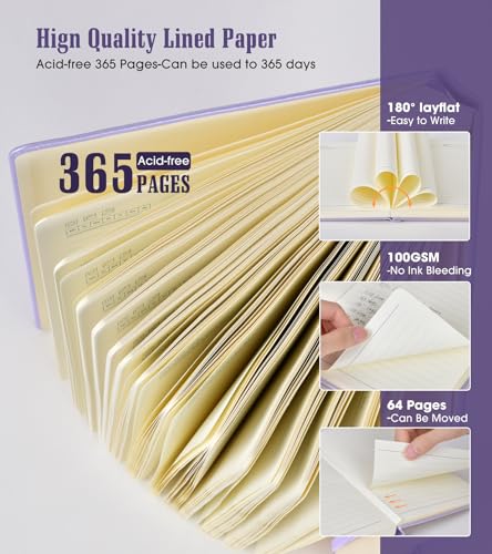 Image of Lined Journal Notebook -365 Pages A5 Thick Journals for Writing Ruled Notebook, Pink Hardcover Leather Journals for Women Men, Daily Journal Notebook for Work, Note Taking ( 5.75'' X 8.38'' Purple)