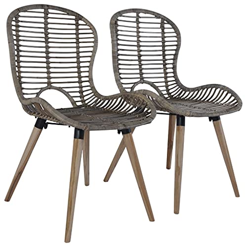 Nqyjm - Silla de cocina, sillas de comedor, juego de 2 piezas, color marrón ratán natural, para comedor, dormitorio, oficina, modelo 3