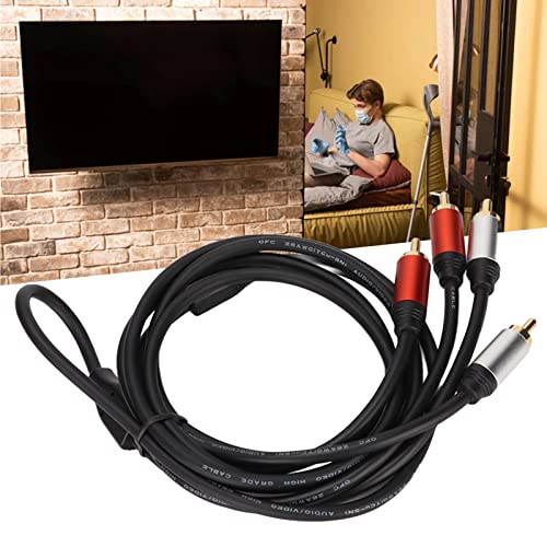 Cabo RCA, Adaptador de Subwoofer Banhado a Ouro Som HiFi Blindado Duplo 5,6 pés 2RCA Macho para 2RCA