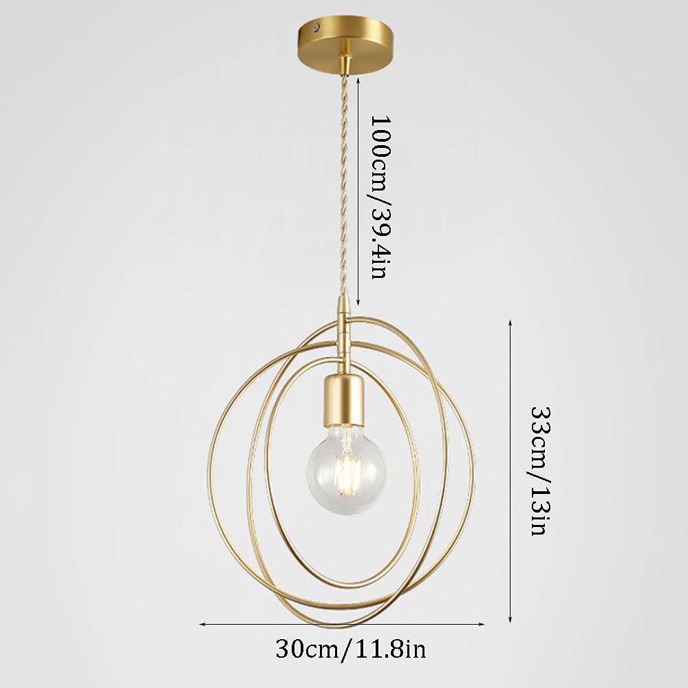 Lampada a soffitto Moderna, Tutta la Luce a Sospensione a Testa Singola in Rame, lampadario in Metallo ad Anello Creativo, Supporto della Lampada, Dispositivo di Illuminazione a soffitto, Decorazione
