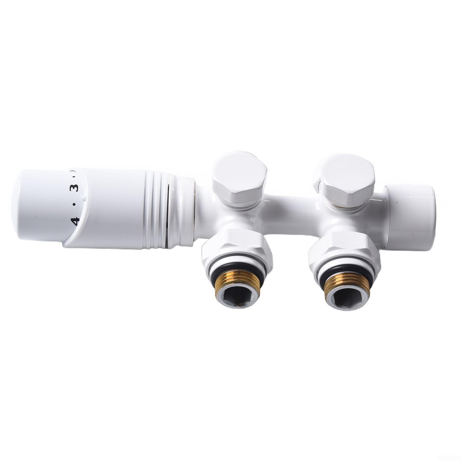 Valvola termostatica per scaldasalviette, testa centrale in ottone TRV da 50 mm con sensore liquido, connettore da 1/2" per radiatori da bagno (cromata) (bianco)