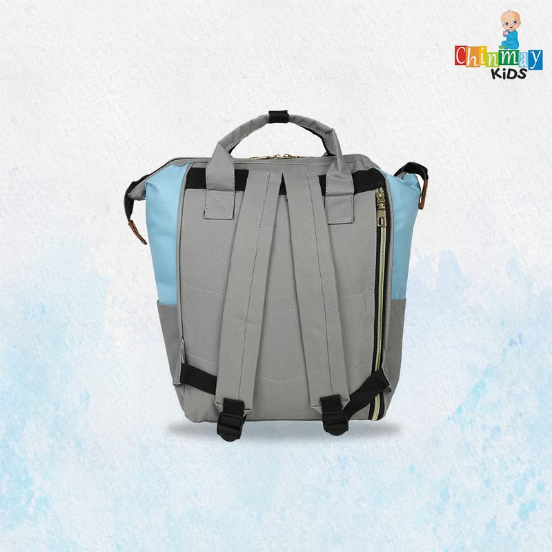 Image of Chinmay Kids Baby Diaper Backpack for New Born Baby Mother /Mom Stylish Polyester Organizer Bag for Casual Travel Outing & Traveling (Blue Grey, 16 X 9.5 X 7.5 in)