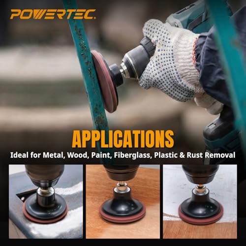 Image of POWERTEC 3-Inch R-Type Sanding Disc Holder, 1 /4 inch Shank Quick Change Pad Holder for Die Grinder, Power Drill & Rotary Tools - for Surface Conditioning, Polishing, Grinding & Rust Removal, 2PK (11405)