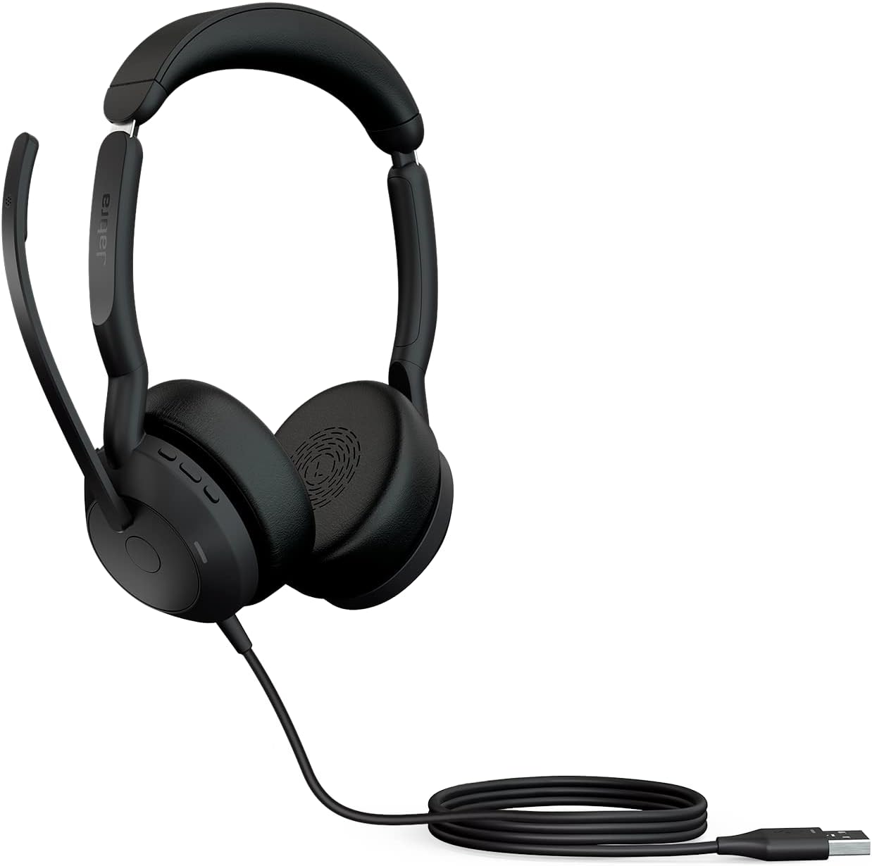 Jabra Evolve2 50 Wired Stereo Headset – with AirComfort Technology, Noise-Cancelling Mics & Active Noise Cancellation – MS Teams Certified, Works with All Other Platforms – Black