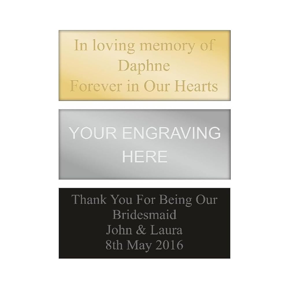 Custom Engraved Nameplate – Gold, Silver, Black | Self-Adhesive Metal Plaque 90x38mm