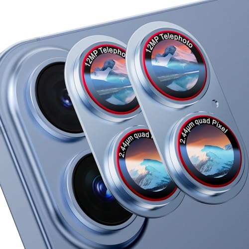 Image of HelloDeere 9H High-alumina Tempered Glass Camera Lens Protector for iPhone 17 Lens, Military-Grade Shatterproof with Strong Adsorption, Full Coverage Case-Friendly Cover (Light Blue, 17-2 Pack)