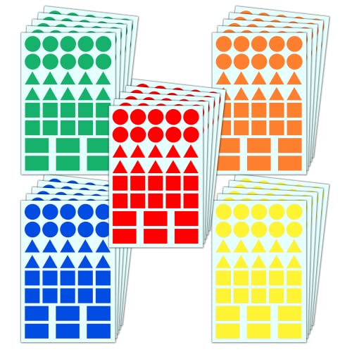1800 geometrische Formsticker in fünf Farben