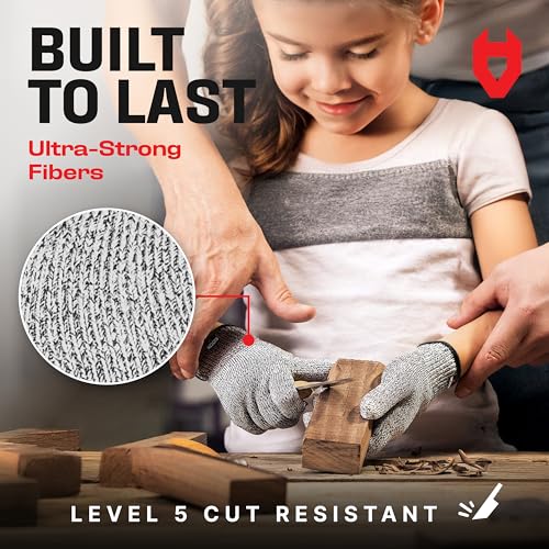 NoCry Gants résistants coupés pour les enfants, XXS (4-7 ans) - Niveau de performance élevé 5 Protection, qualité alimentaire. Ebook gratuit inclus!