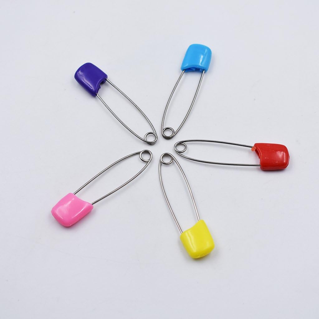 U-M pulabo Safety Pins Multi-Colored Nappy Pins Reusable Plastic Head Infant Diaper Pins 5Pcs Beautiful : Baby