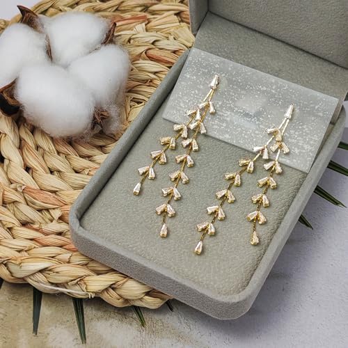 Wedding Dangle Earrings for Women Vine Earrings for Wedding, Cubic Zirconia Rhinestone Dangling Earring Crystal Drop Earring Prom Party Jewelry Gifts2
