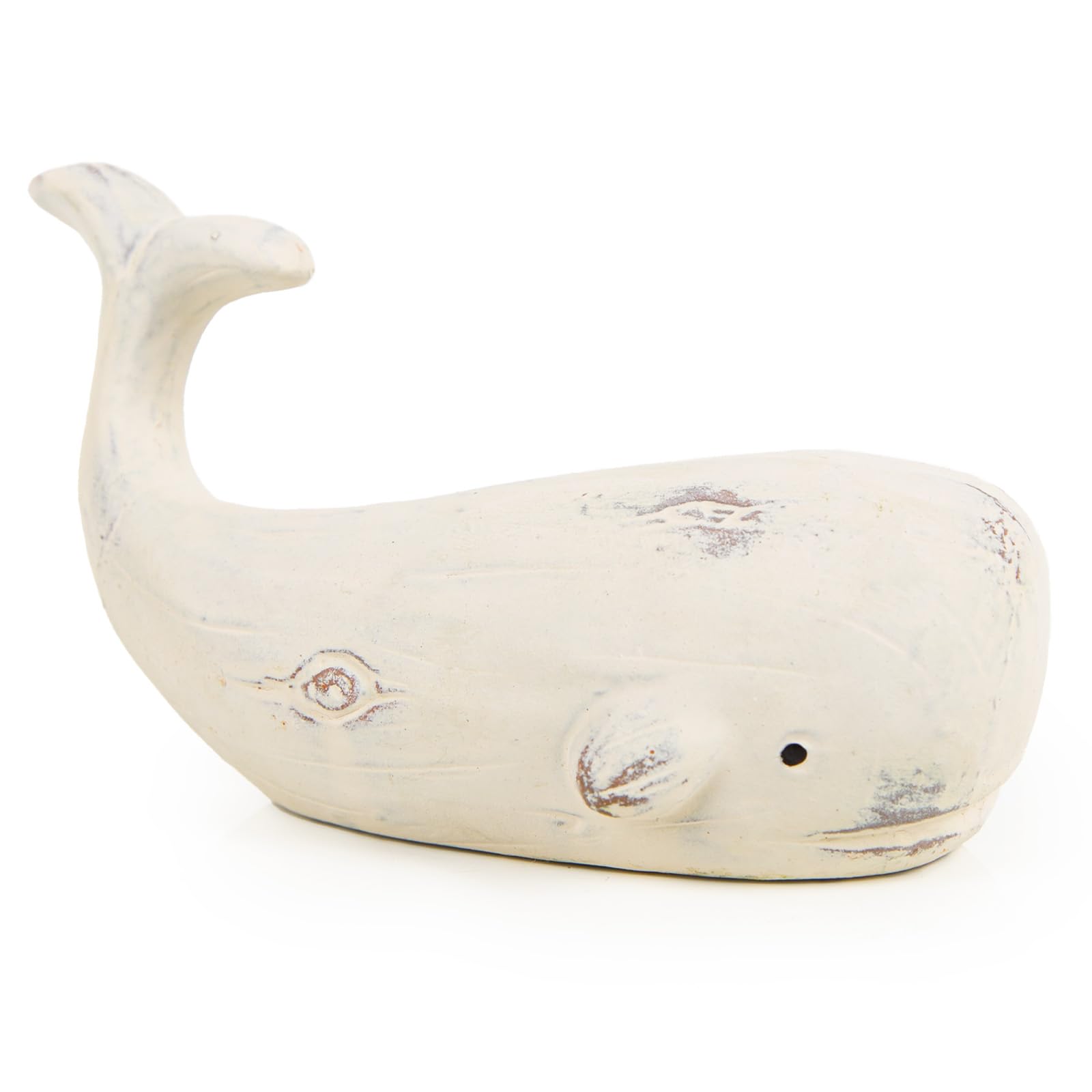 Logbuch-Verlag Pequeña figura de ballena blanca decoración marítima pez amuleto de la suerte figura decorativa decoración mar baño 13,5 cm